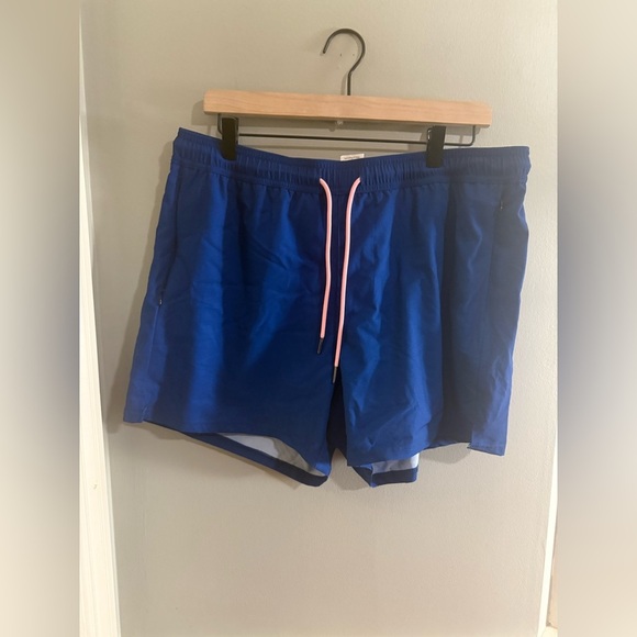 Surfcuz Blue Swim Trunks with Pink Drawstring - Picture 1 of 8